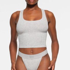 NWT SKIMS Cotton Rib Tank - Light Heather Grey XS